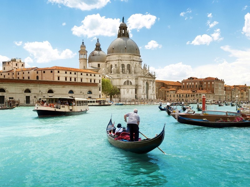 gondola and church in Venice