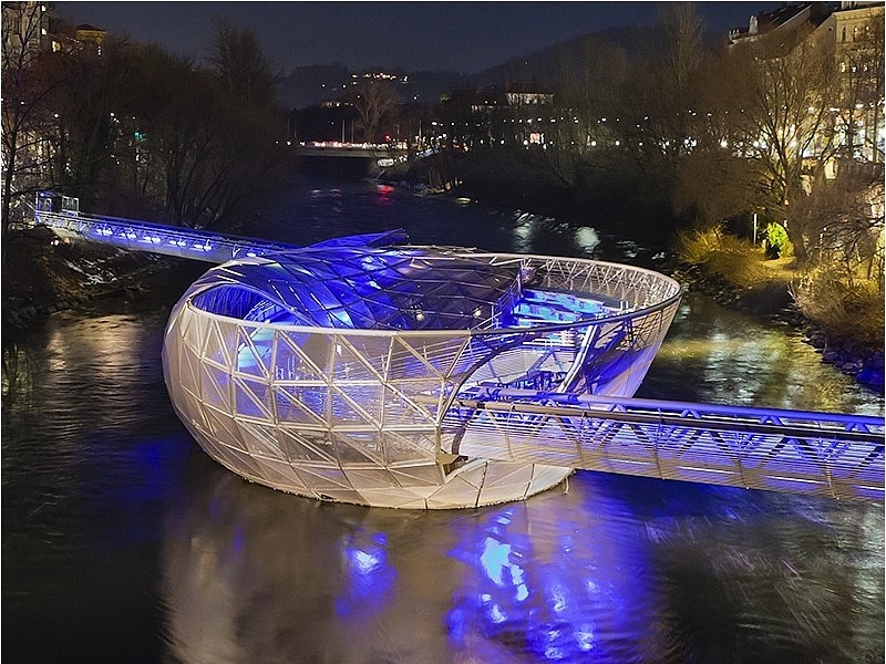 Graz and modern bridge